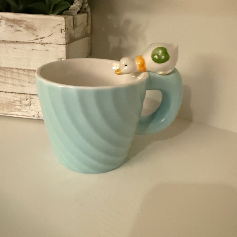 Duck ceramic light blue mug microwave oven cute cartoon home office coffee cup